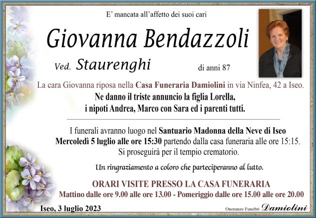 Sig.ra Giovanna Bendazzoli